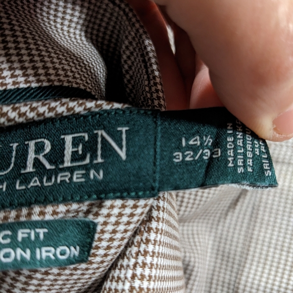Lauren Ralph Lauren Brown and White Long Sleeve Button Down Shirt - Picture 11 of 11
